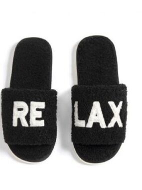 Shiraleah Black and Cream Fuzzy Slide Slippers Size 9/10